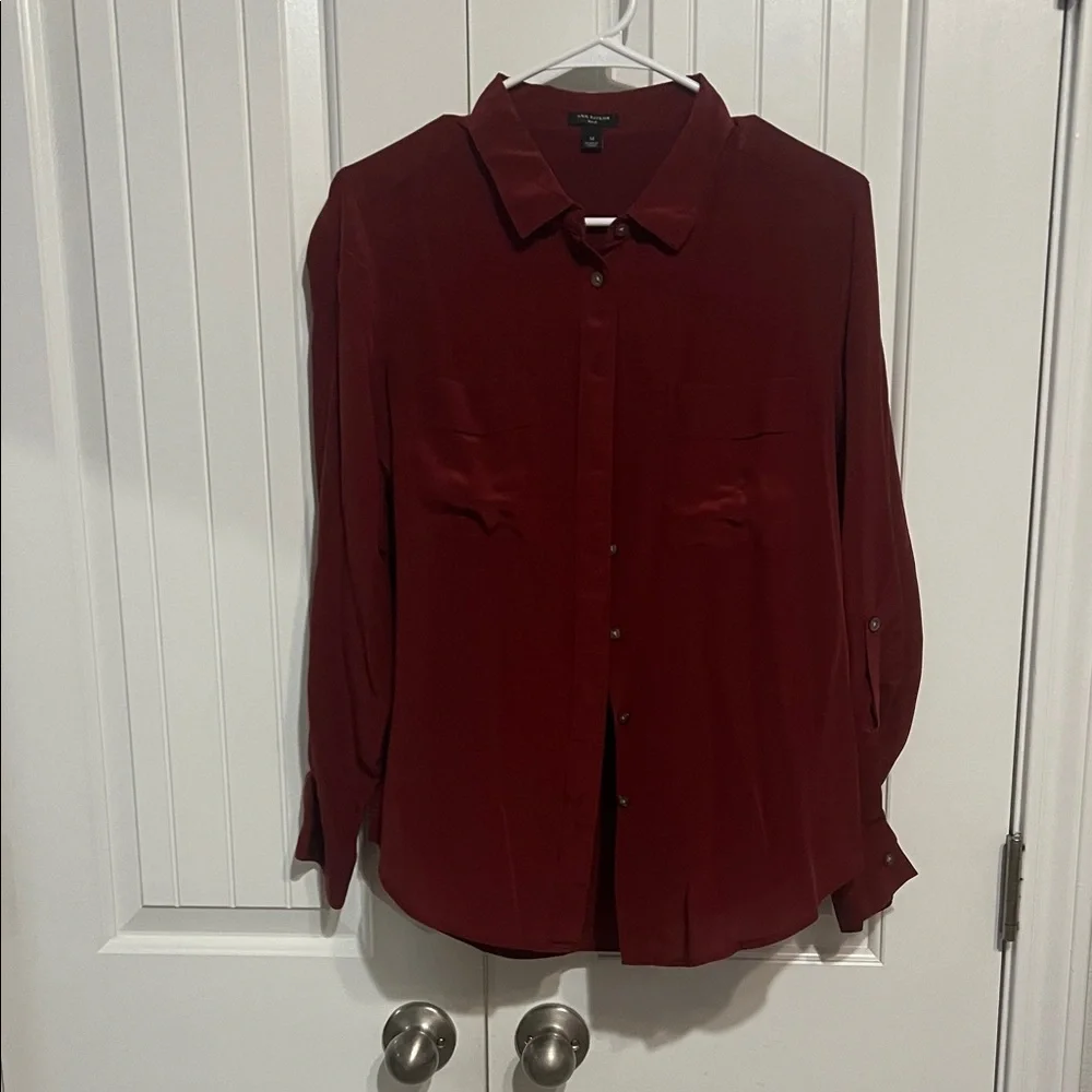 Ann Taylor Burgundy Button-Down Shirt - Picture 1 of 2